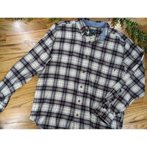 SOFT🚨Woolrich L Scottish Tartan Plaid Flannel Shirt Mens Long Sleeve Button USA